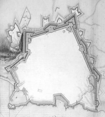 Landkarten-Zeichnung: Die Festung Candia 1665